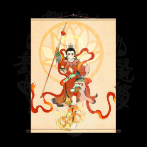 哪吒祖庭開光哪吒三太子畫像玄關掛畫客廳裝飾字畫書房走廊沙發背景牆絲綢掛畫