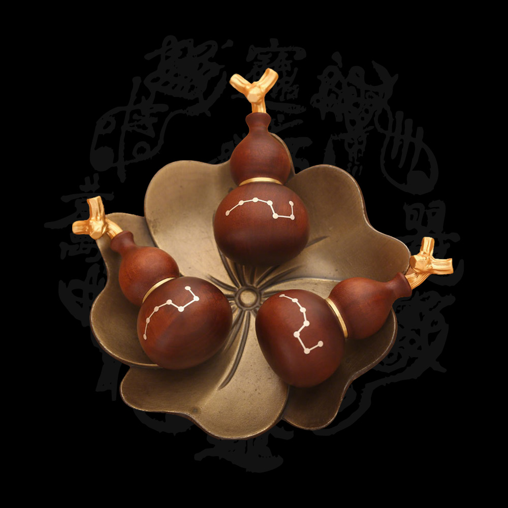 雷擊棗木龍頭葫蘆鑲嵌黃銅可裝硃砂七星小葫蘆隨身飾品掛件吊墜